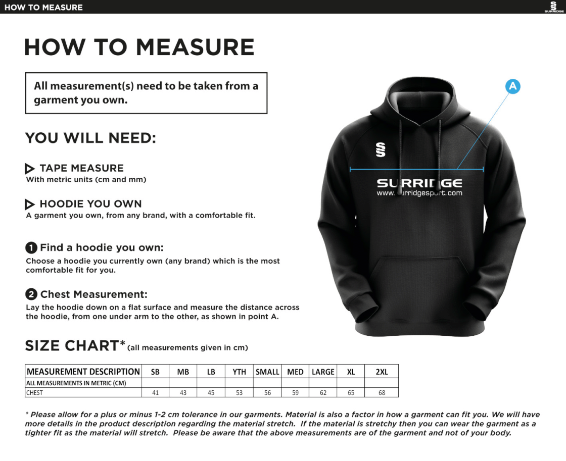Edenfield CC Blade Hoodie - Size Guide