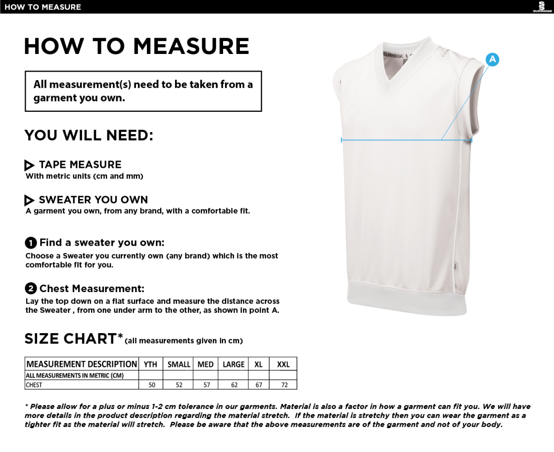 Edenfield CC Sleeveless Sweater - Size Guide