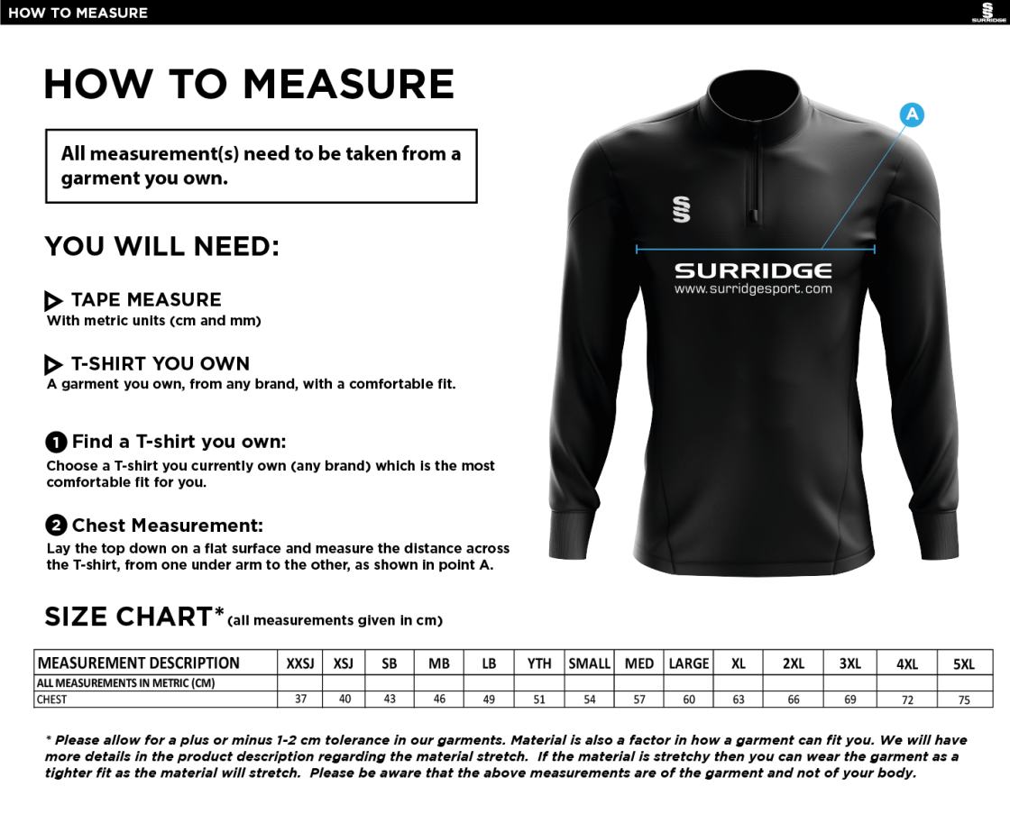 Edenfield CC Blade Performance Top - Size Guide