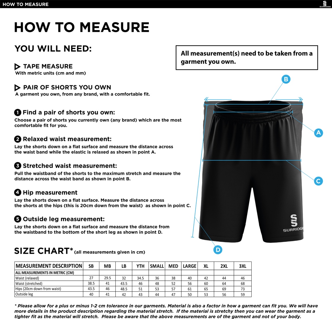 Edenfield CC Blade Training Short - Size Guide